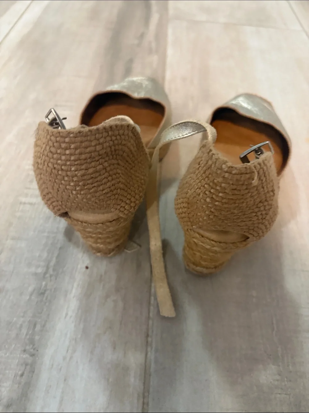 Wedge Espadrille Sandals - Metallic Silver